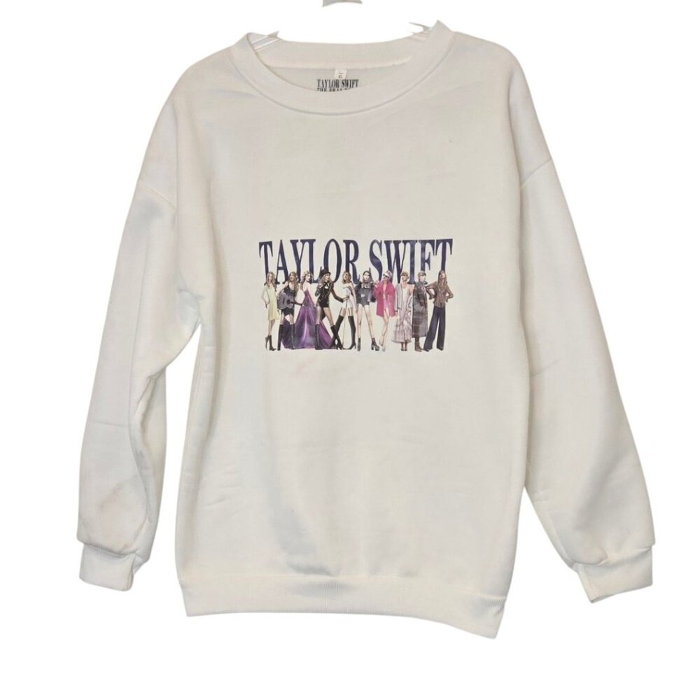 Taylor Swift Eras Tour Collage Sweatshirt White Sz XL Oversized Fit Official